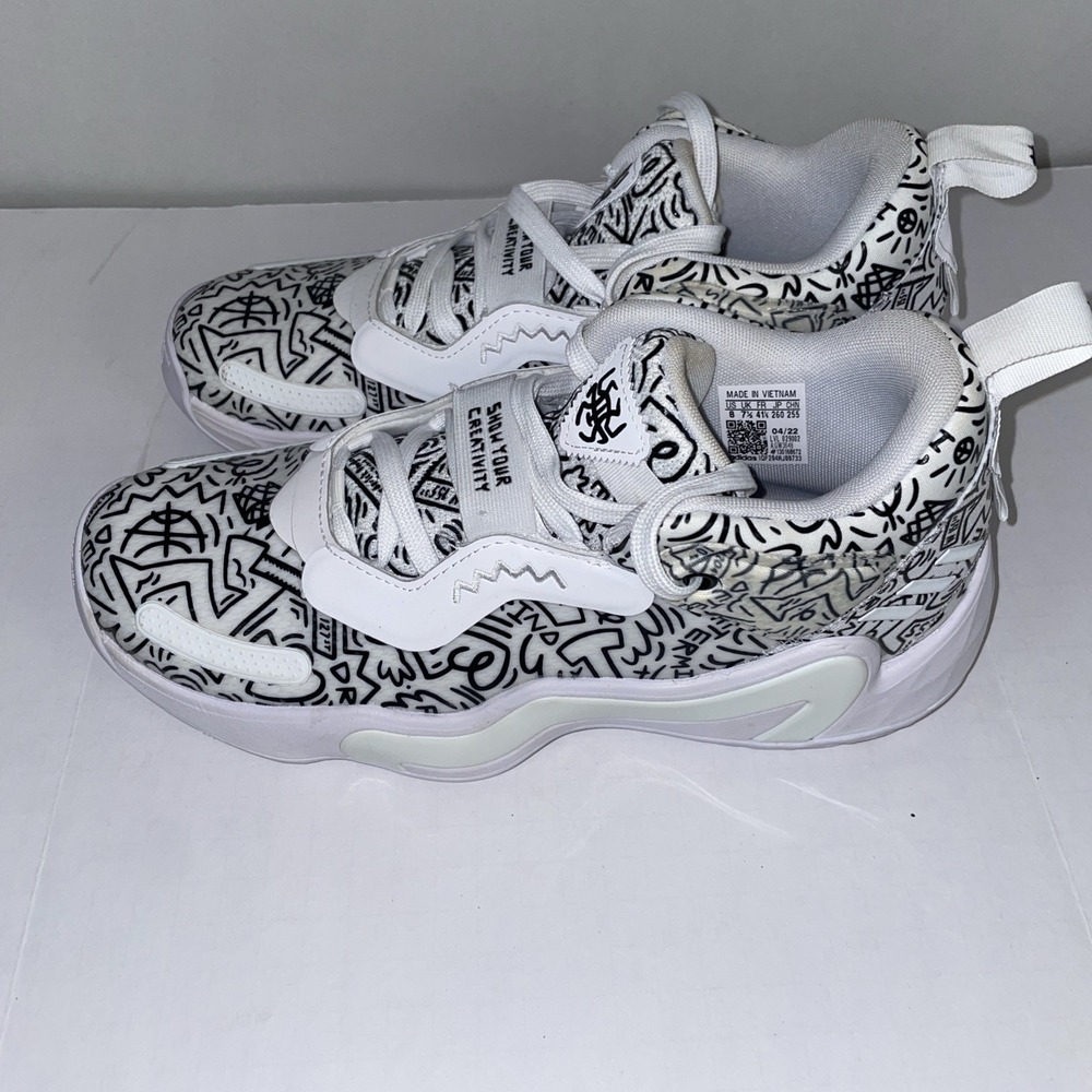 Adidas DON Issue 4 Donovan Mitchell White Black Doodle Basketball Shoes GW3648 8